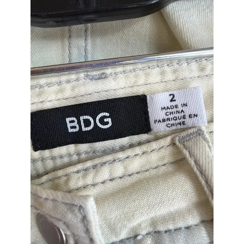 BDG Urban Outfitters Cream Denim Button Front Midi Skirt Size 2